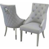 Stratus Interiors Bentley Velvet Lion Knocker Kitchen Dining Chair 56Wx72Dx103H 1 Pcs in Light Grey | Size: 100 cm x 60 cm