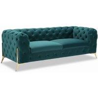 Stratus Interiors Modern Italian Chesterfield Sofa Plush Velvet 3 Seater 195W in Teal | Size: 190 cm x 60 cm