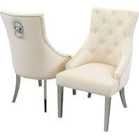Stratus Interiors Bentley Velvet Lion Knocker Kitchen Dining Chair 56Wx72Dx103H 1Pcs in Nude | Size: 100 cm x 60 cm