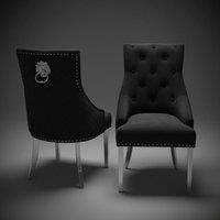Stratus Interiors Bentley Velvet Lion Knocker Kitchen Dining Chair 56Wx72Dx103H 1 Pcs in Black | Size: 100 cm x 60 cm