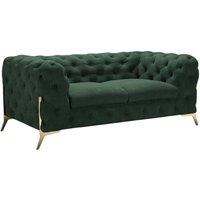 Stratus Interiors Italian Chesterfield Sofa Plush Velvet UK Manufactured in Green | Size: 2 Seater