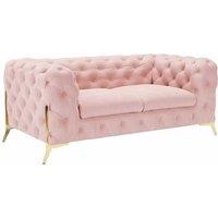 Stratus Interiors Italian Chesterfield Sofa Plush Velvet UK Manufactured in Pink | Size: 2 Seater