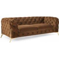Stratus Interiors Modern Italian Chesterfield Sofa Plush Velvet 3 Seater 195W in Dark Brown | Size: 190 cm x 60 cm