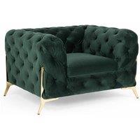 Stratus Interiors Italian Chesterfield Sofa Plush Velvet UK Manufactured in Green | Size: 1 Seater