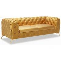 Stratus Interiors Modern Italian Chesterfield Sofa Plush Velvet 3 Seater 195W in Gold | Size: 190 cm x 60 cm