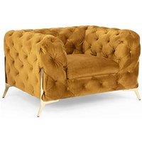 Stratus Interiors Italian Chesterfield Sofa Plush Velvet UK Manufactured in Mustard | Size: 1 Seater