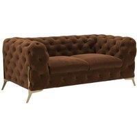 Stratus Interiors Italian Chesterfield Sofa Plush Velvet UK Manufactured in Brown | Size: 2 Seater