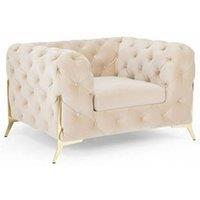 Stratus Interiors Italian Chesterfield Sofa Plush Velvet UK Manufactured in Beige | Size: 1 Seater