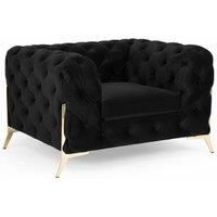 Stratus Interiors Italian Chesterfield Sofa Plush Velvet UK Manufactured in Black | Size: 1 Seater