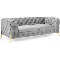 Stratus Interiors Modern Italian Chesterfield Sofa Plush Velvet 3 Seater 195W in Grey | Size: 190 cm x 60 cm