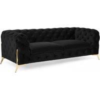 Stratus Interiors Italian Chesterfield Sofa Plush Velvet UK Manufactured in Black | Size: 2 Seater