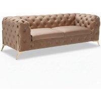 Stratus Interiors Italian Chesterfield Sofa Plush Velvet UK Manufactured in Beige | Size: 2 Seater
