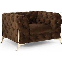 Stratus Interiors Italian Chesterfield Sofa Plush Velvet UK Manufactured in Brown | Size: 1 Seater