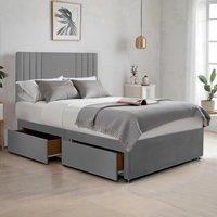 Bed Time UK Plush Sawana Bed with 20 Headboard, Memory Foam Mattress & 2 Drawers in Grey | Size: King