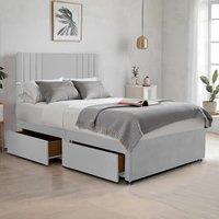 Bed Time UK Plush Sawana Bed with 20 Headboard, Memory Foam Mattress & 2 Drawers in Silver | Size: King