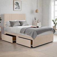 Bed Time UK Plush Sawana Bed with 20 Headboard, Memory Foam Mattress & 2 Drawers in Cream | Size: King