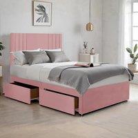 Bed Time UK Plush Sawana Bed with 20 Headboard, Memory Foam Mattress & 2 Drawers in Pink | Size: King