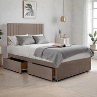 Bed Time UK Plush Sawana Bed with 20 Headboard, Memory Foam Mattress & 2 Drawers in Beige | Size: King