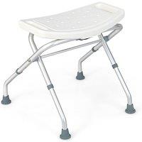 Costway Folding Shower Stool Height Adjustable Shower Seat Bath Chair w/Handle in White