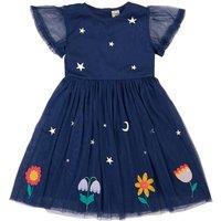 Frugi Girl's Penny Applique Party Dress in Navy | Size: 2-3 Years