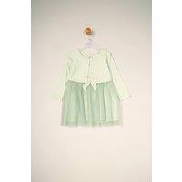Miss Girl's Mock Cardigan Dress in Green | Size: 18-24 m