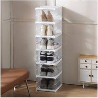 Living and Home 6-Tier Foldable Shoe Cabinet Shoe Storage Box in White