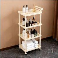 Living and Home 4-Tier Multifunction Plastic Storage Trolley Cart Organizer Rack in Cream
