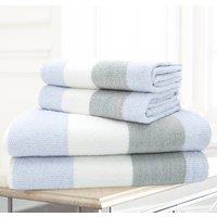 Velosso 4pc Striped Cotton Hand & Bath Towel Set - Soft & Absorbent Cotton Towels in Blue