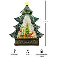 Shatchi Christmas Xmas Scene Globe Lantern with Swirling Water Glittering Music & Lights for Christmas Home Decorations Gifts One Size in Green