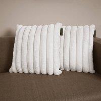 rucomfy Beanbags rucomfy Ribbed Faux Fur 45x45cm Cushion - Luxury Home Decor Pillow in Ivory | Size: 45x45 cm
