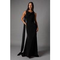 Coast Women's Chiffon Detail Cowl Back Crepe Maxi Dress in Black | Size: 10