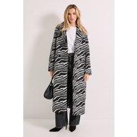 Dorothy Perkins Women's Zebra Double Breasted Coat in Mono | Size: 12