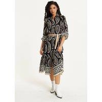 Liquorish Women's Black Paisley Print Shirt Dress | Size: 8