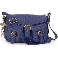 Catwalk Collection Handbags Women's Louisa Leather Cross Body Messenger Bag in Blue | Size: Medium