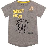 Harry Potter Girl's Platform 9 & 3/4 T-Shirt in Grey | Size: 10-11 Years