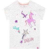 Harry Bear Girl's Laugh Love Dream Unicorn T-Shirt in Grey | Size: 18-24 m