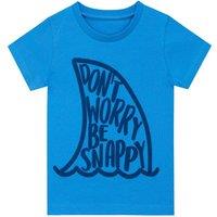 Harry Bear Boy's Don't Worry Be Snappy Shark Fin T-Shirt in Blue | Size: 3-4 Years
