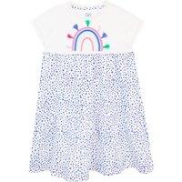 Harry Bear Girl's Rainbow Tassle Dress in White | Size: 2-3 Years
