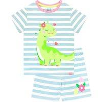 Harry Bear Girl's Dinosaur Stripe Short Pyjamas in Blue | Size: 2-3 Years