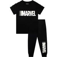 Marvel Boy's Logo Pyjama Set in Black | Size: 9-10 Years