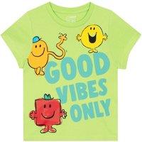 Mr Men & Little Miss Boy's Good Vibes T-Shirt in Green | Size: 6-7 Years