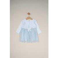 Miss Girl's Mock Cardigan Dress in Blue | Size: 12-18 m