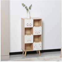 Home Source Kids Bedroom Milo Cube Bookcase Storage Cabinet 8 Cube 4 Drawer