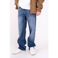 Monkee Genes Men's Loose Fit Wide Leg Mid-Rise Denim Jeans in Blue | Size: 34R