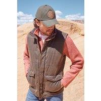 Weird Fish Men's Dover Wadded Gilet in Dark Brown | Size: Large