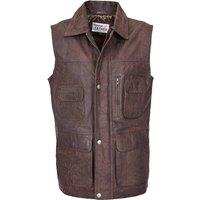House of Leather Men's Mens Real Leather Gilet Vest Multi Purpose Waistcoat Roger in Brown | Size: Medium