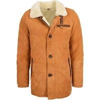 House of Leather Men's Mens Real Sheepskin Coat Shearling Anorak Edwin in Tan | Size: Medium