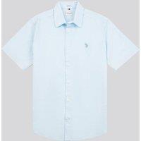 U.S. POLO ASSN. Men's Linen Blend Short Sleeve Shirt in Pale Blue | Size: Small