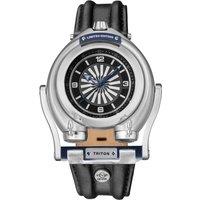 GV2 Men's Triton Swiss Automatic Mechanical Black Dial Black Leather Watch