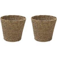 JVL Seagrass Round Bin in Brown | Size: 2 Pack